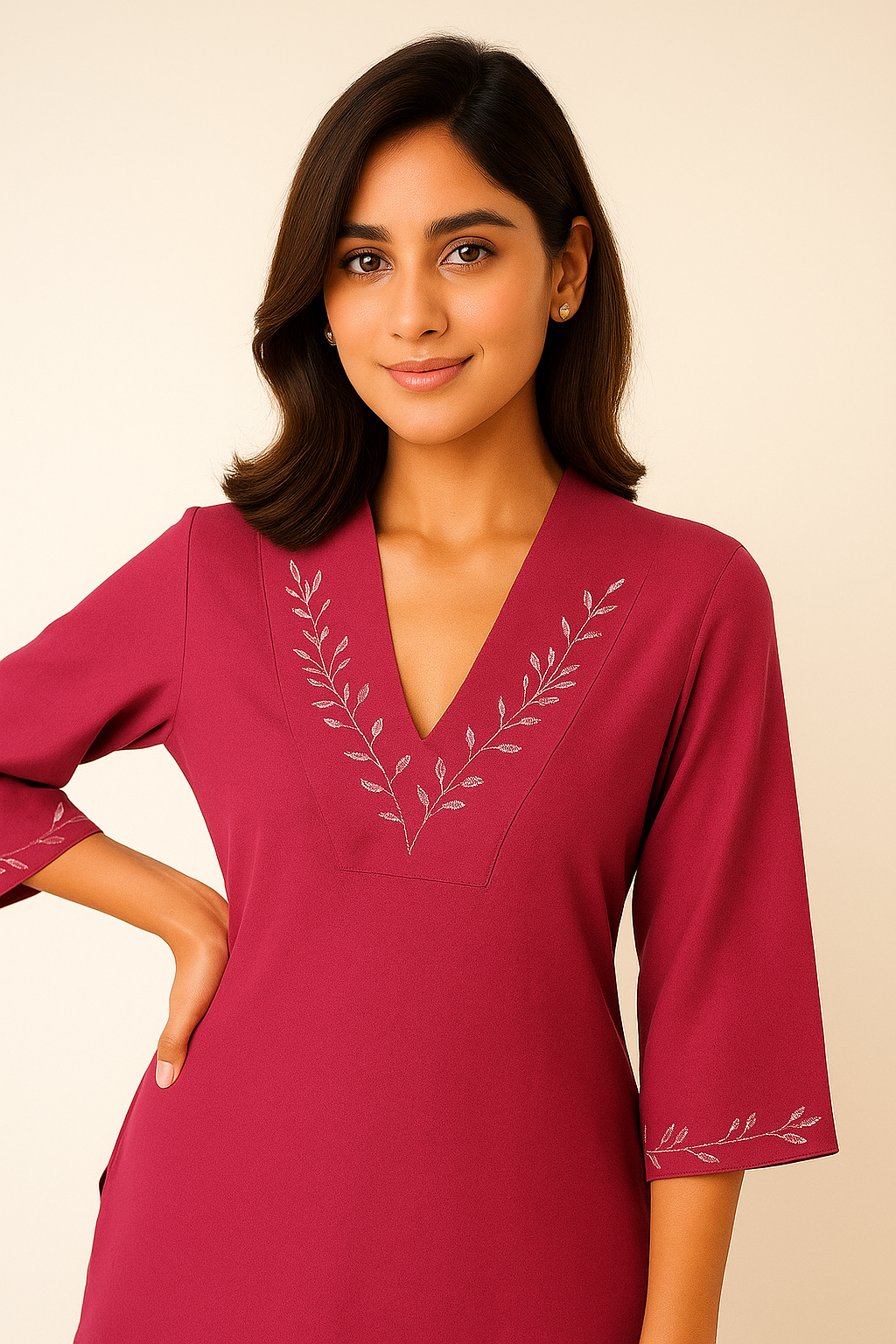 Elegant Magenta Kurta Set with Subtle Embroidery