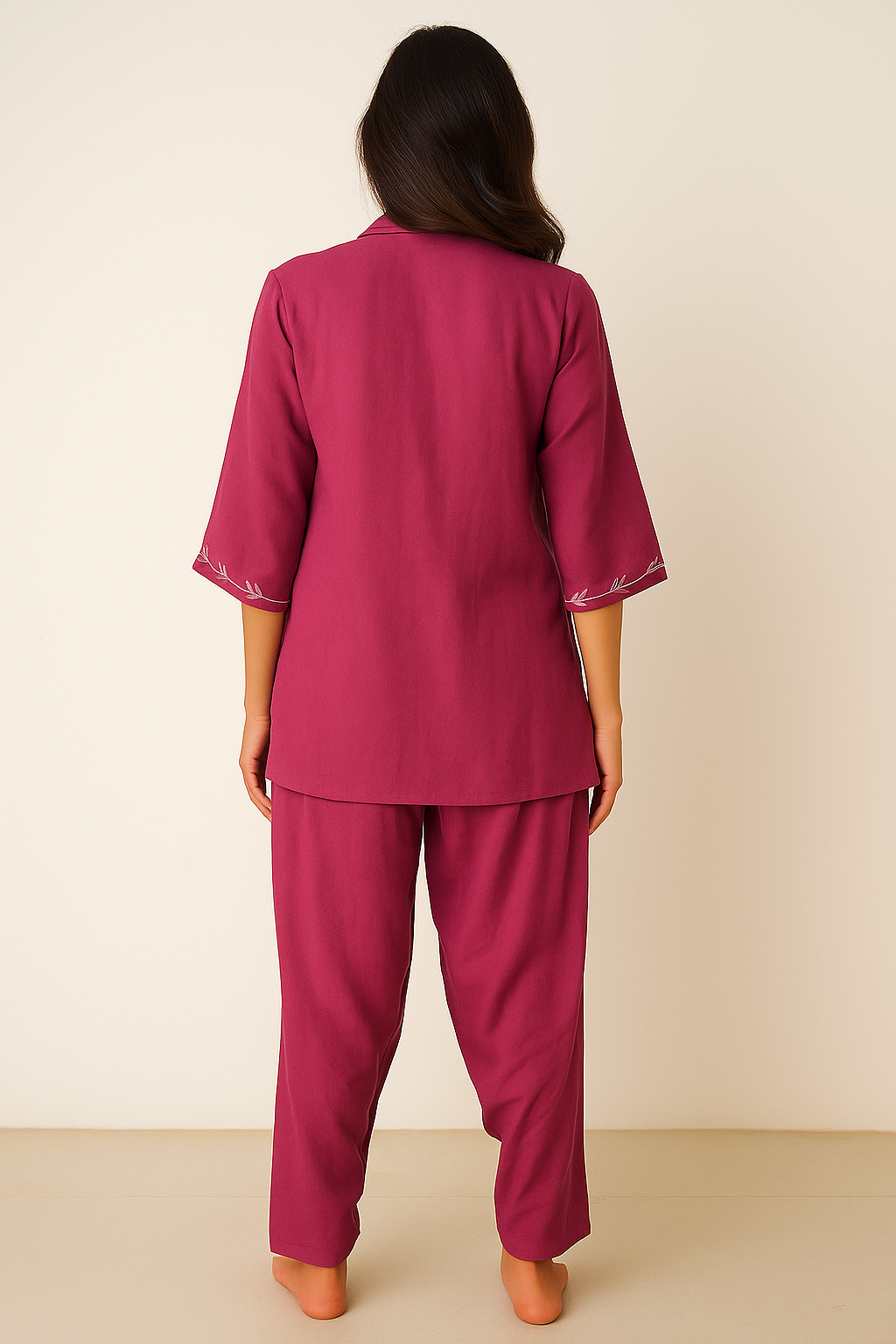 Elegant Magenta Kurta Set with Subtle Embroidery