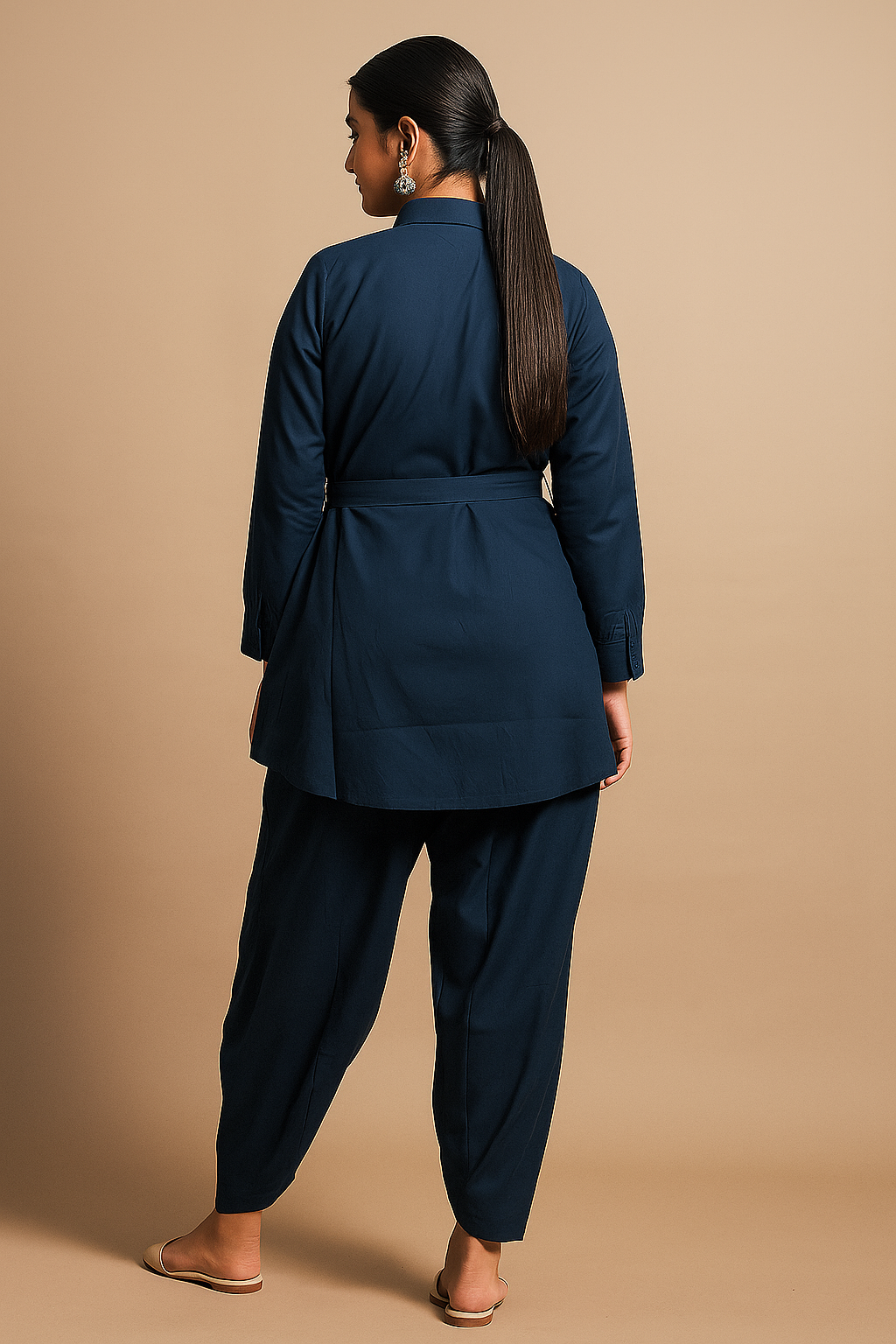 Refined Midnight Blue Floral Kurta Set