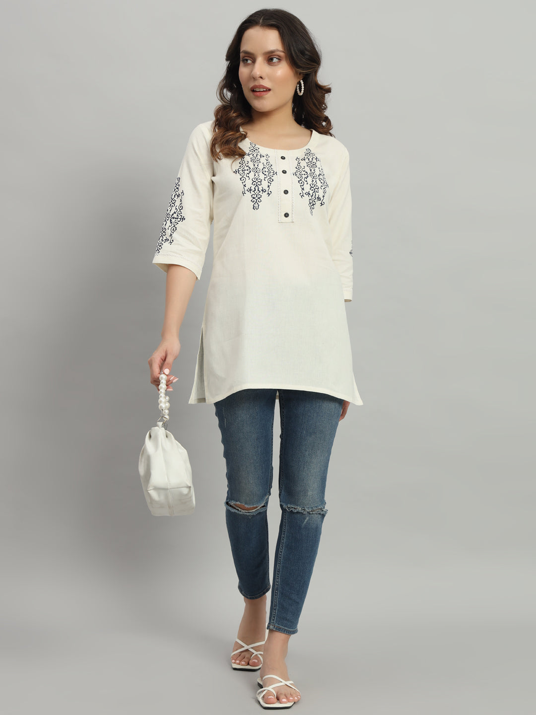 Classic Cream short Kurti for Everyday Style