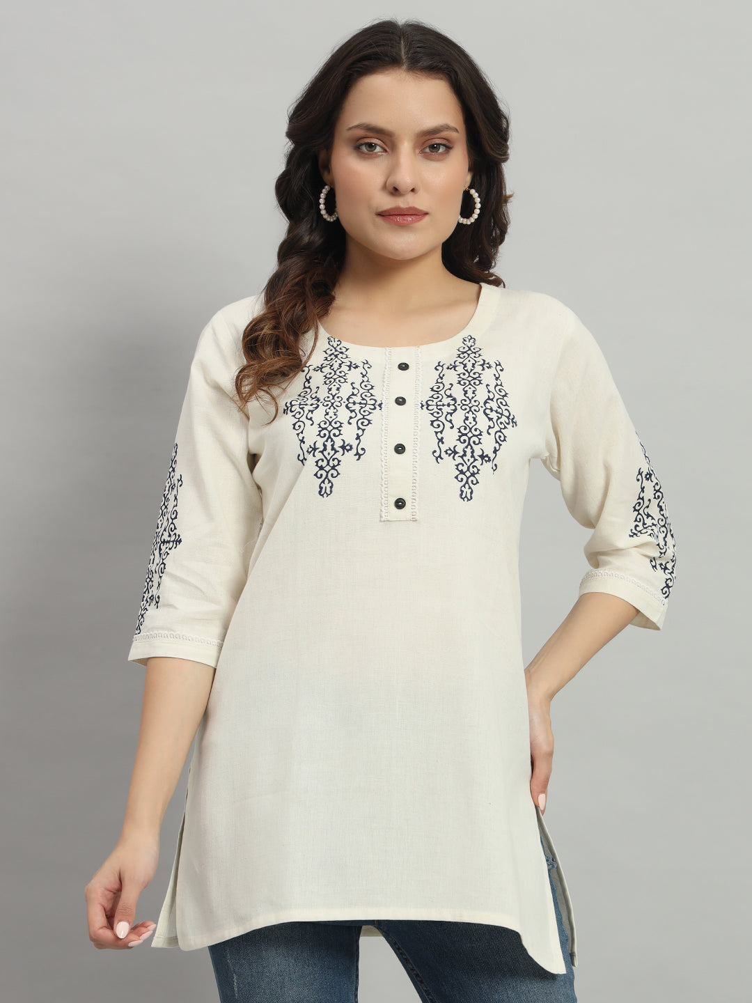 Classic Cream short Kurti for Everyday Style