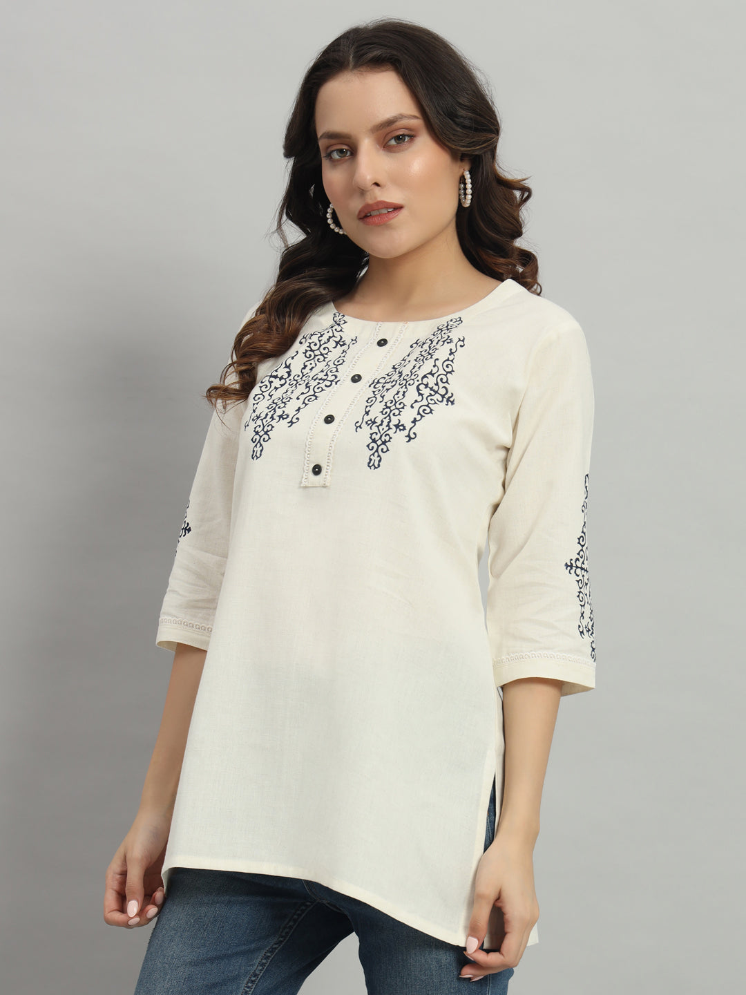 Classic Cream short Kurti for Everyday Style