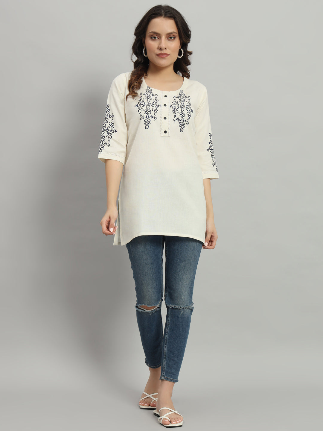 Classic Cream short Kurti for Everyday Style